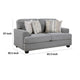 Brady Loveseat with 4 Pillows | Gray Chenille | Nailhead Trim | 66’’ BM338617