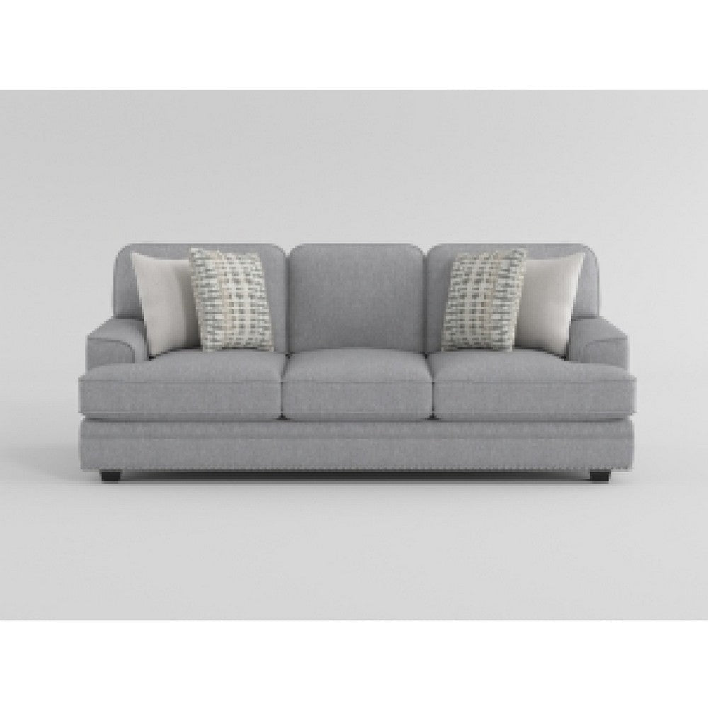 Brady Sofa with 4 Pillows | Gray Chenille | Nailhead Trim | 92’’ BM338618