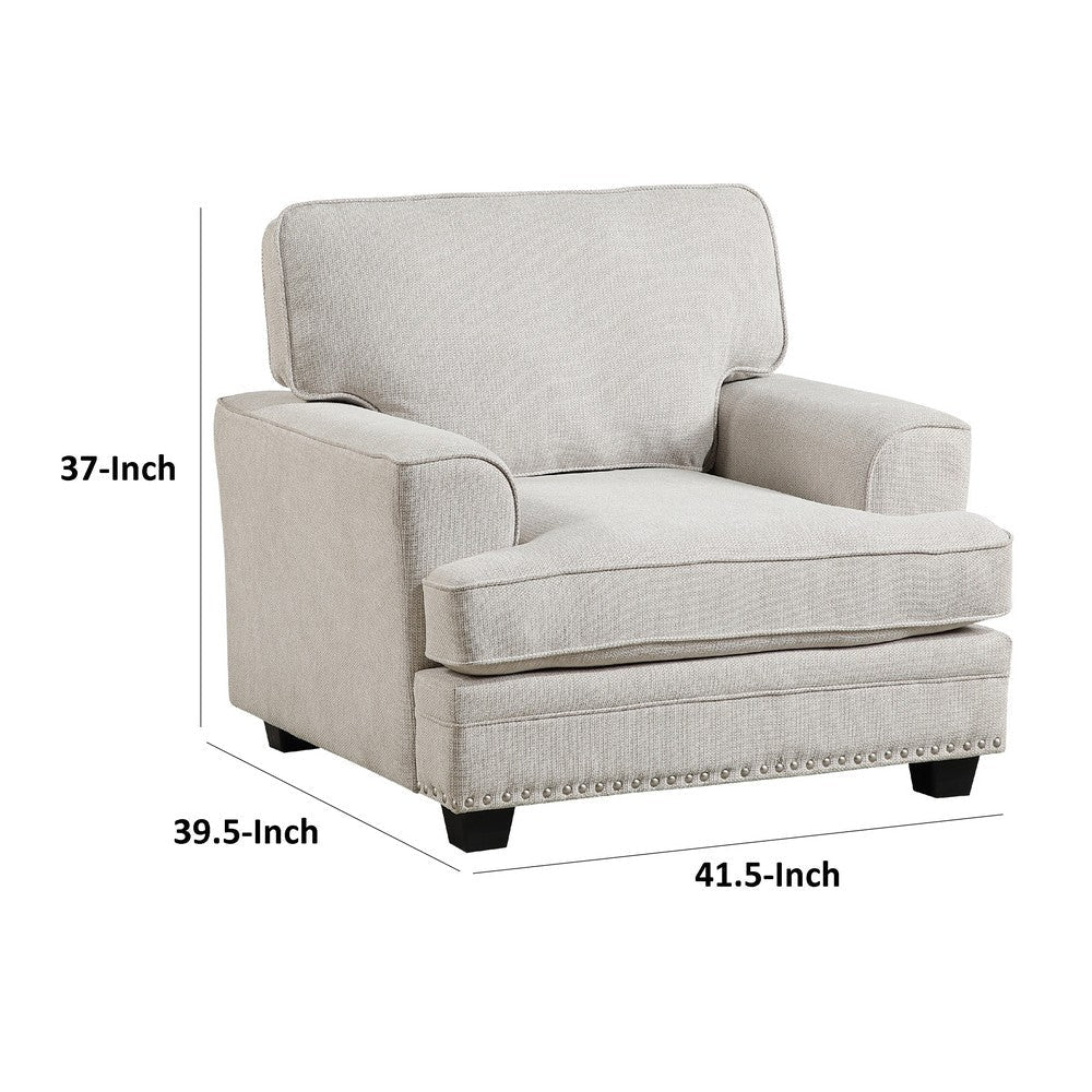 Brady Accent Armchair | Sand Brown Chenille | Nailhead Trim BM338619