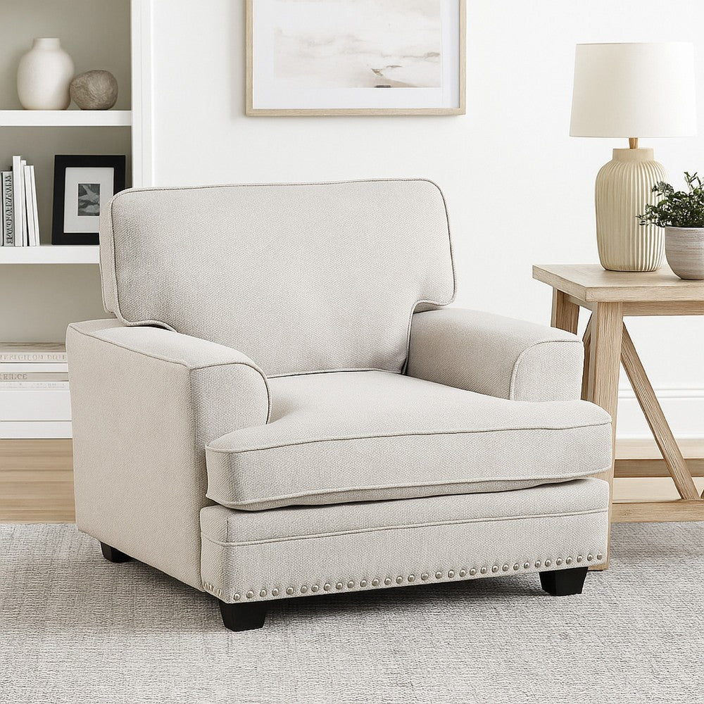Brady Accent Armchair | Sand Brown Chenille | Nailhead Trim BM338619