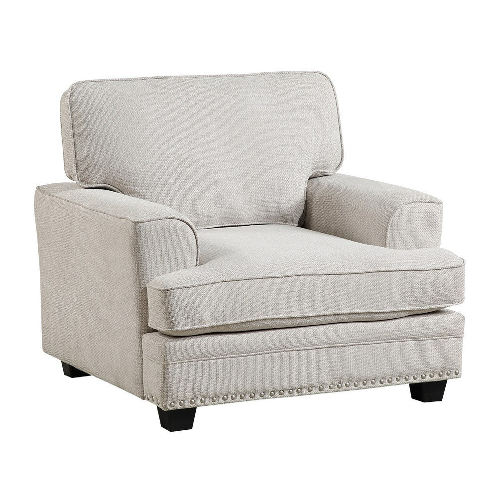Brady Accent Armchair | Sand Brown Chenille | Nailhead Trim BM338619