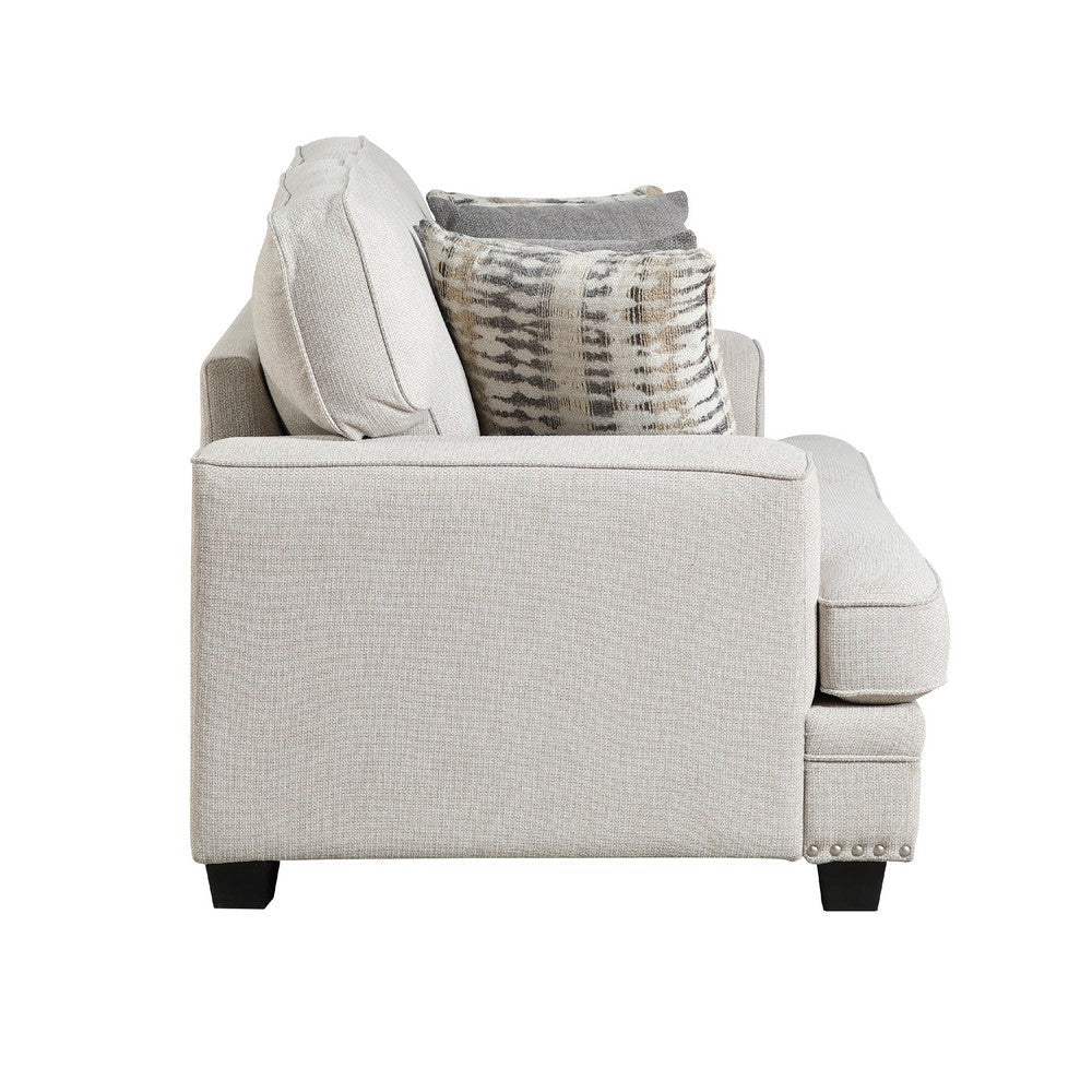 Brady Loveseat with 4 Pillows | Sand Brown Chenille | Nailhead | 66’’ BM338620