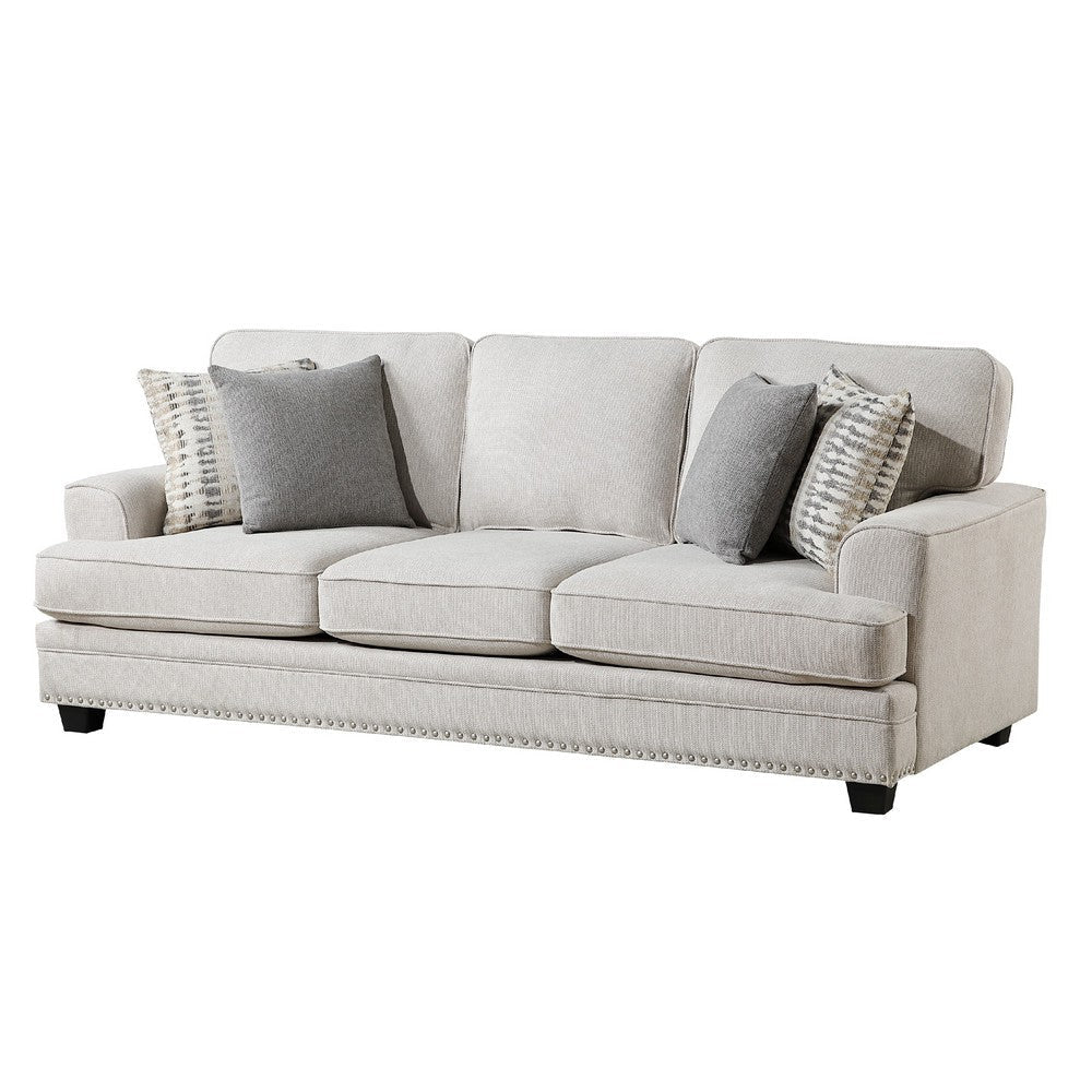 Brady Sofa with 4 Pillows | Sand Brown Chenille | Nailhead Trim | 92’’ BM338621