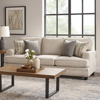 Brady Sofa with 4 Pillows | Sand Brown Chenille | Nailhead Trim | 92"