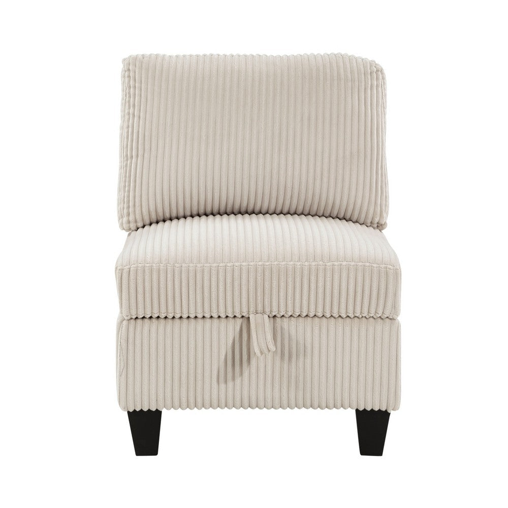 Ellene Modular Armless Chair With Storage | Soft Beige Corduroy BM338622