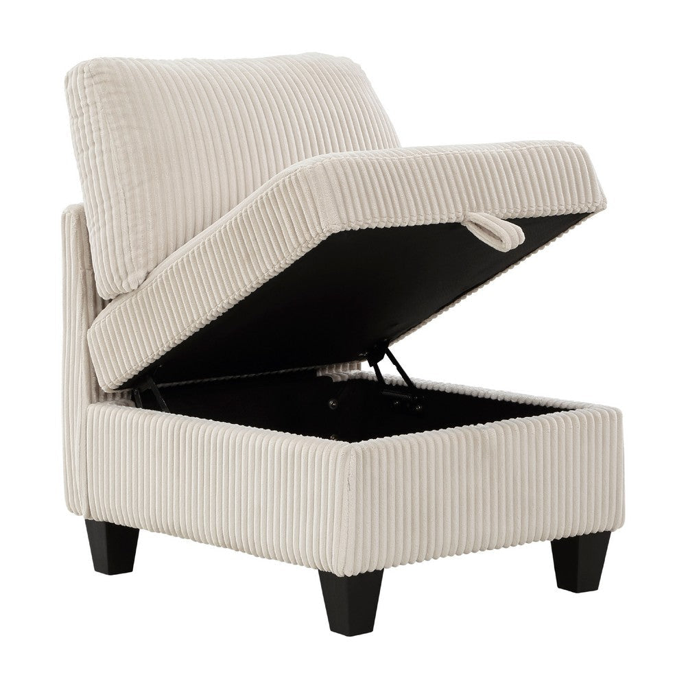 Ellene Modular Armless Chair With Storage | Soft Beige Corduroy BM338622