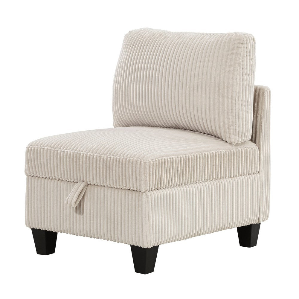 Ellene Modular Armless Chair With Storage | Soft Beige Corduroy BM338622