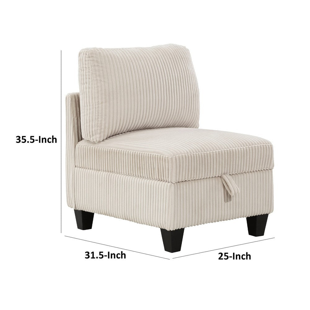Ellene Modular Armless Chair With Storage | Soft Beige Corduroy BM338622