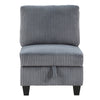 Ellene Modular Armless Chair With Storage | Soft Gray Corduroy