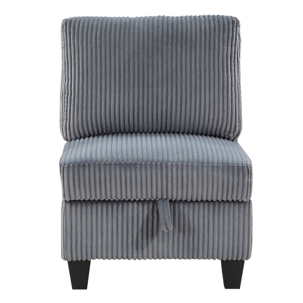 Ellene Modular Armless Chair With Storage | Soft Gray Corduroy