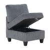 Ellene Modular Armless Chair With Storage | Soft Gray Corduroy
