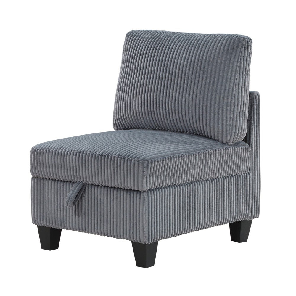Ellene Modular Armless Chair With Storage | Soft Gray Corduroy