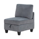 Ellene Modular Armless Chair With Storage | Soft Gray Corduroy