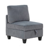 Ellene Modular Armless Chair With Storage | Soft Gray Corduroy