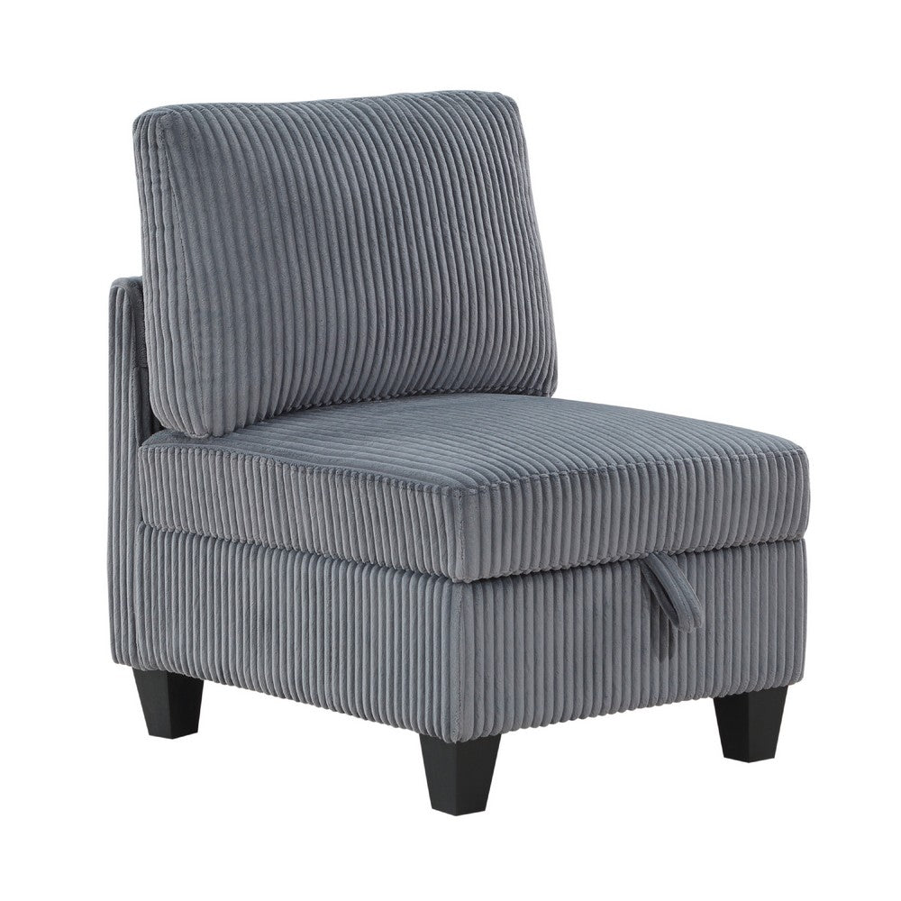 Ellene Modular Armless Chair With Storage | Soft Gray Corduroy