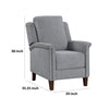 Push Back Recliner Chair | Gray Chenille | Nailhead Trim | Dark Brown BM338624