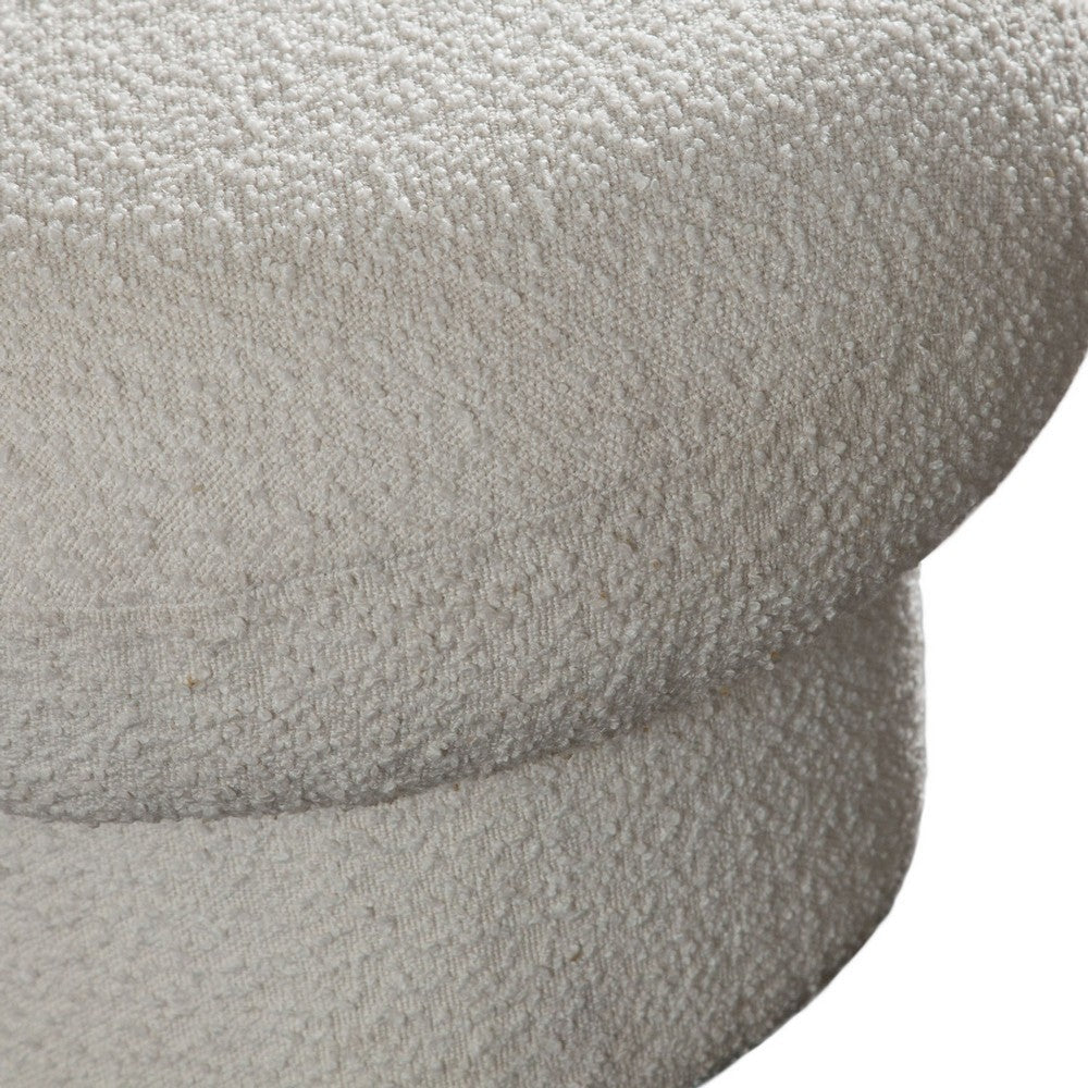 Curved Accent Bench | Solid Wood Frame & Soft Ivory Boucle Upholstery | 59’’ BM338625