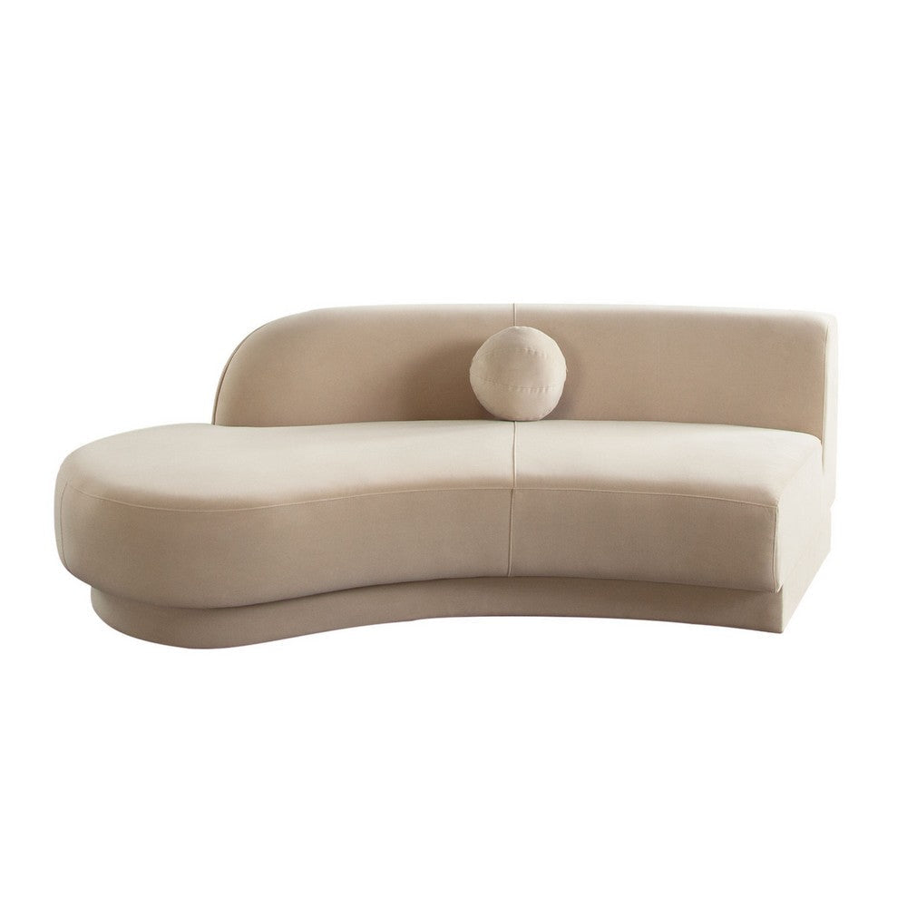 Zema Curved Left Facing Sofa Chaise | Modular Design | Camel Brown Fabric | 84’’ BM338626