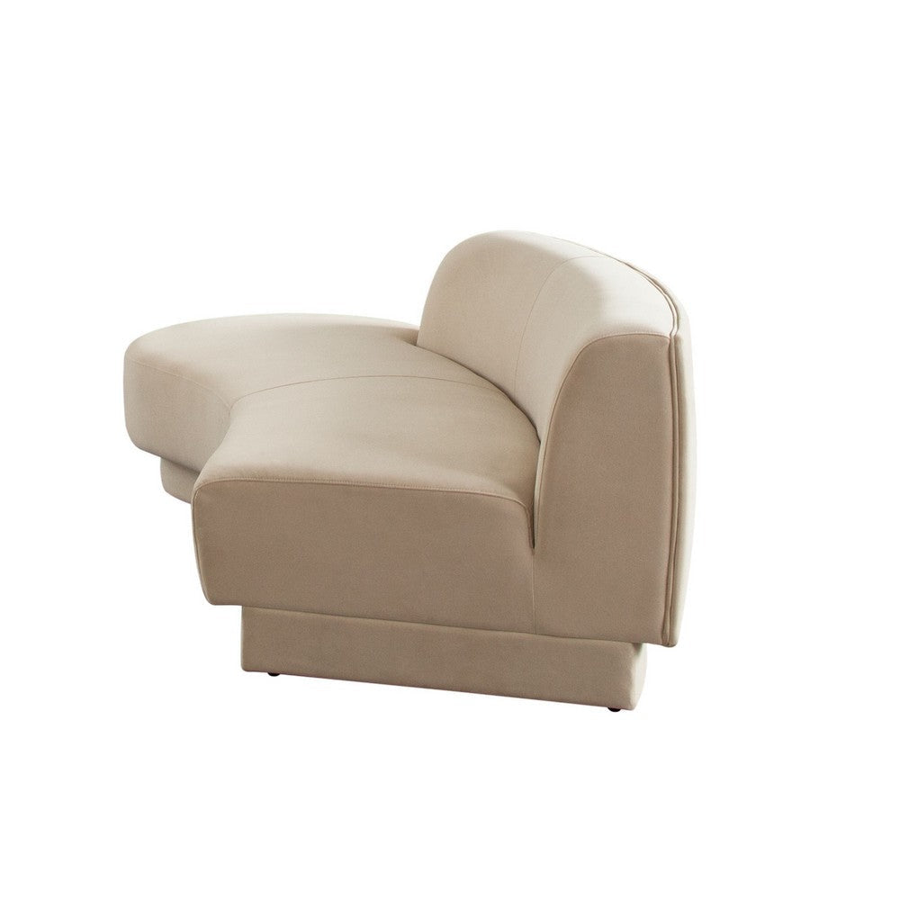 Zema Curved Left Facing Sofa Chaise | Modular Design | Camel Brown Fabric | 84’’ BM338626
