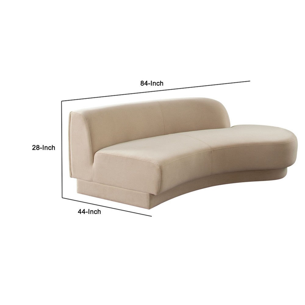 Zema Curved Left Facing Sofa Chaise | Modular Design | Camel Brown Fabric | 84’’ BM338626