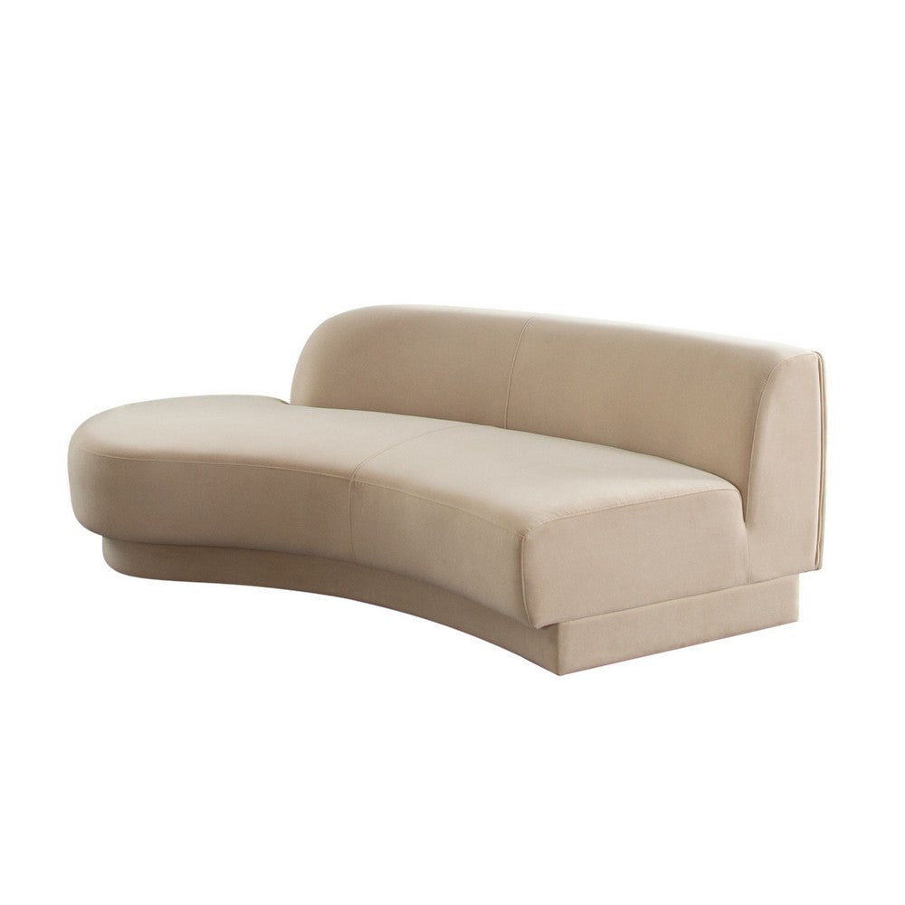 Zema Curved Left Facing Sofa Chaise | Modular Design | Camel Brown Fabric | 84’’ BM338626