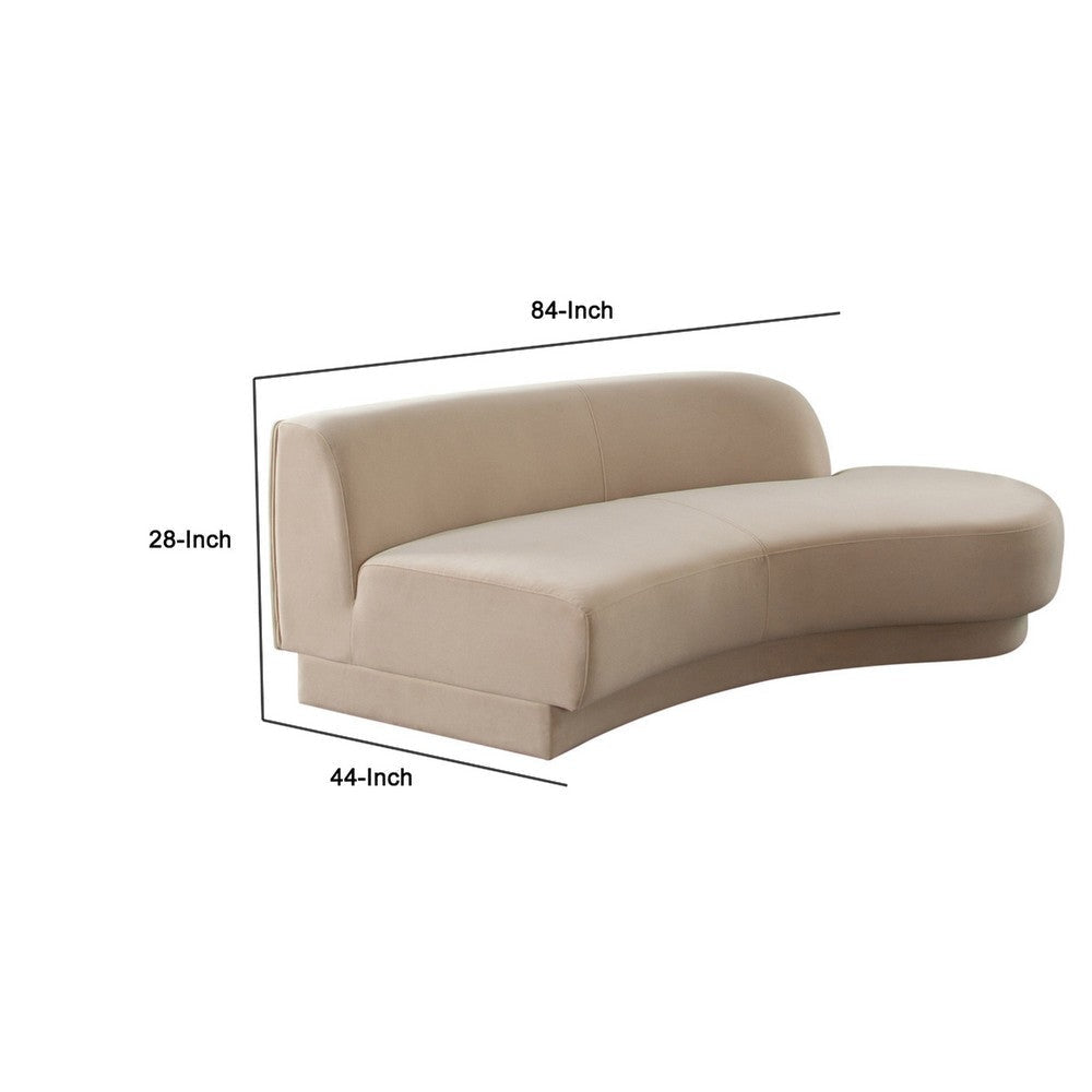 Zema Curved Right Facing Sofa Chaise | Modular Design | Camel Brown Fabric | 84’’ BM338627