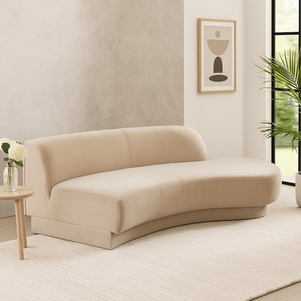 Zema Curved Right Facing Sofa Chaise | Modular Design | Camel Brown Fabric | 84"
