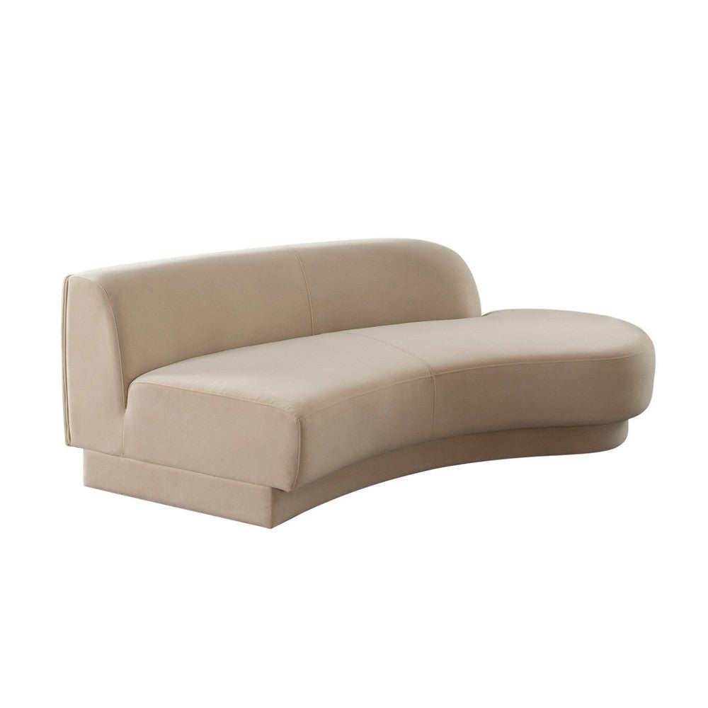 Zema Curved Right Facing Sofa Chaise | Modular Design | Camel Brown Fabric | 84’’ BM338627