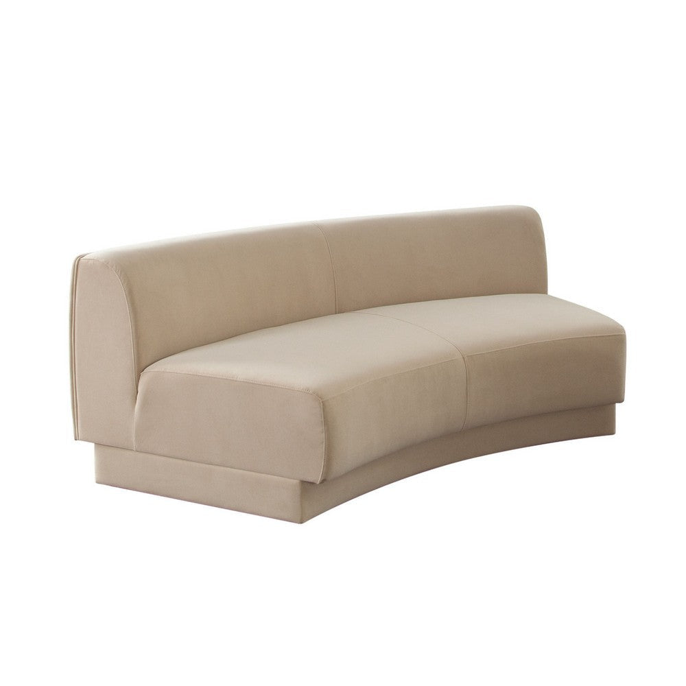 Zema Curved Armless Sofa | Curved Modular Design | Camel Brown Fabric | 84’’ BM338628