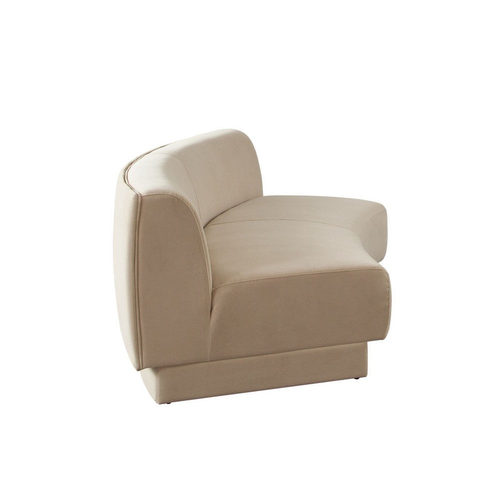 Zema Curved Armless Sofa | Curved Modular Design | Camel Brown Fabric | 84’’ BM338628