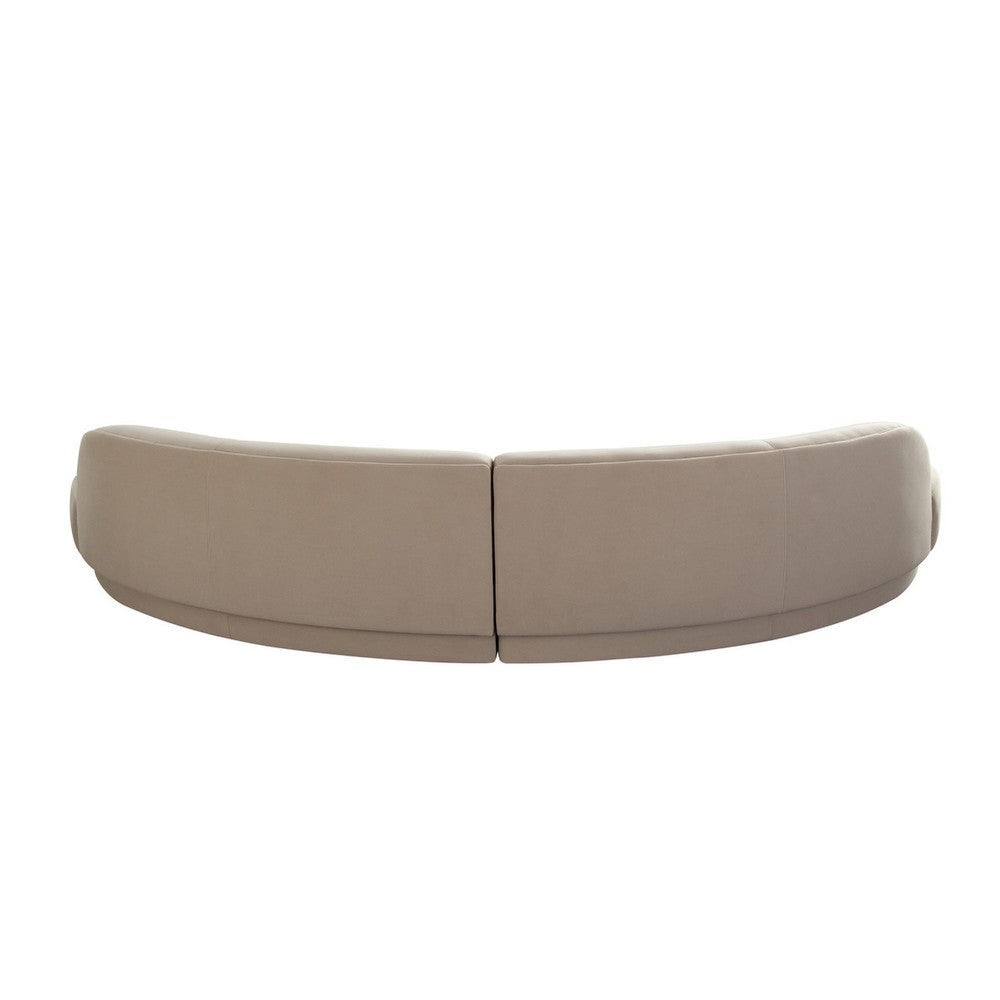 Zema 2 Piece Sofa | Curved Modular Design | Camel Brown Fabric | 2 Ball Pillows