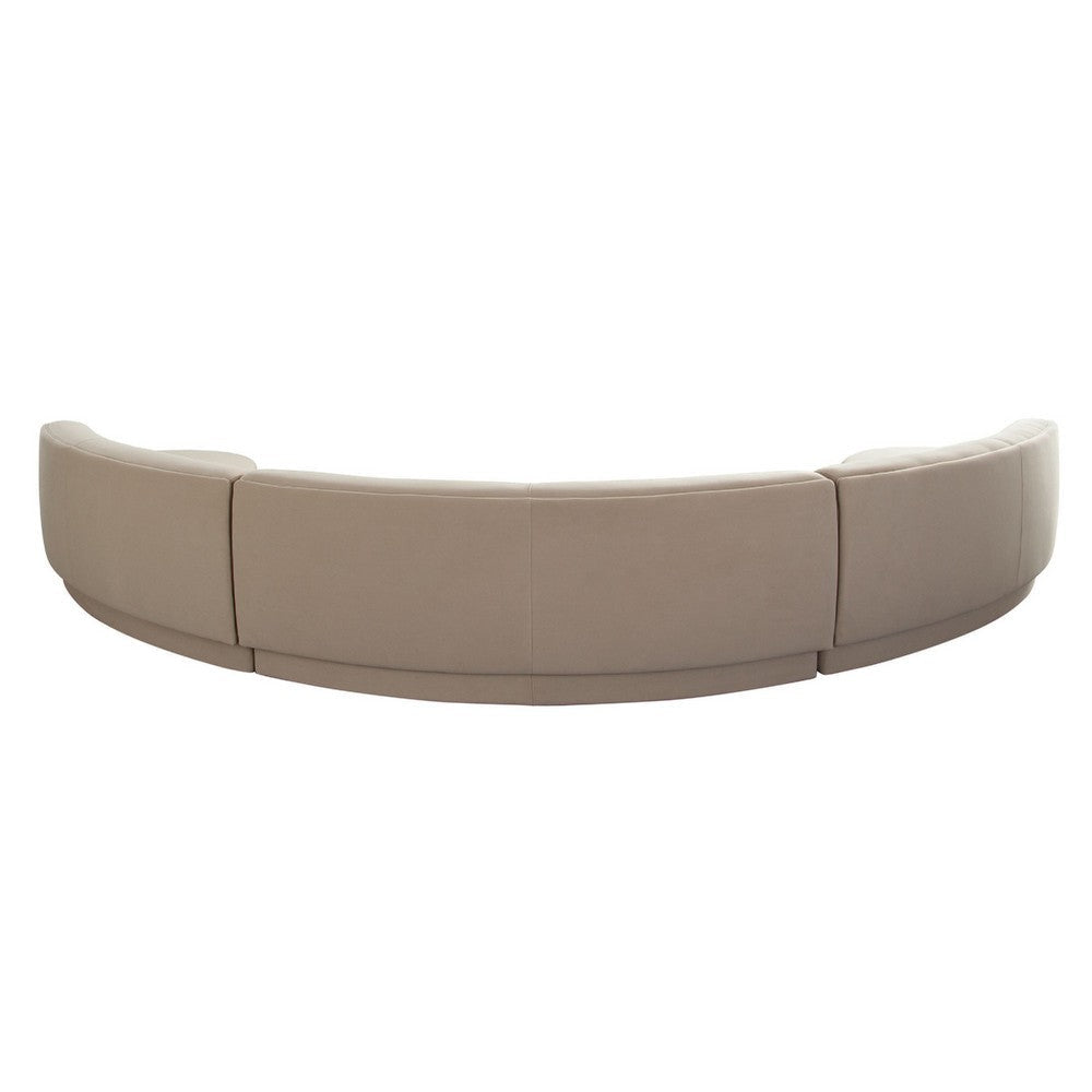 Zema 3 Piece Sofa | Curved Modular Design | Camel Brown Fabric | 3 Ball Pillows