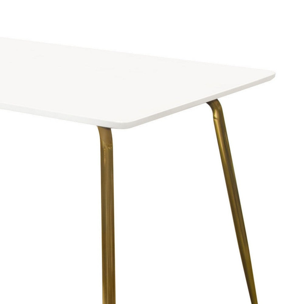 Iga Dining Table | 47’’ Lacquer White Rectangular Top | Gold Metal Legs BM338631
