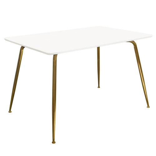 Iga Dining Table | 47" Lacquer White Rectangular Top | Gold Metal Legs