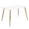 Iga Dining Table | 47" Lacquer White Rectangular Top | Gold Metal Legs
