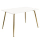 Iga Dining Table | 47" Lacquer White Rectangular Top | Gold Metal Legs