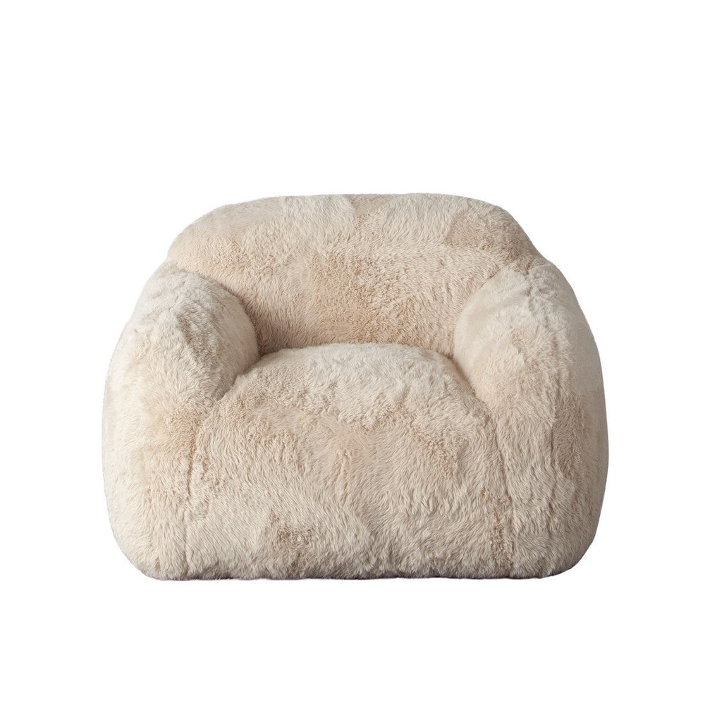 Accent Lounging Chair | Natural White Faux Fur | 44’’ Solid Wood Frame BM338632