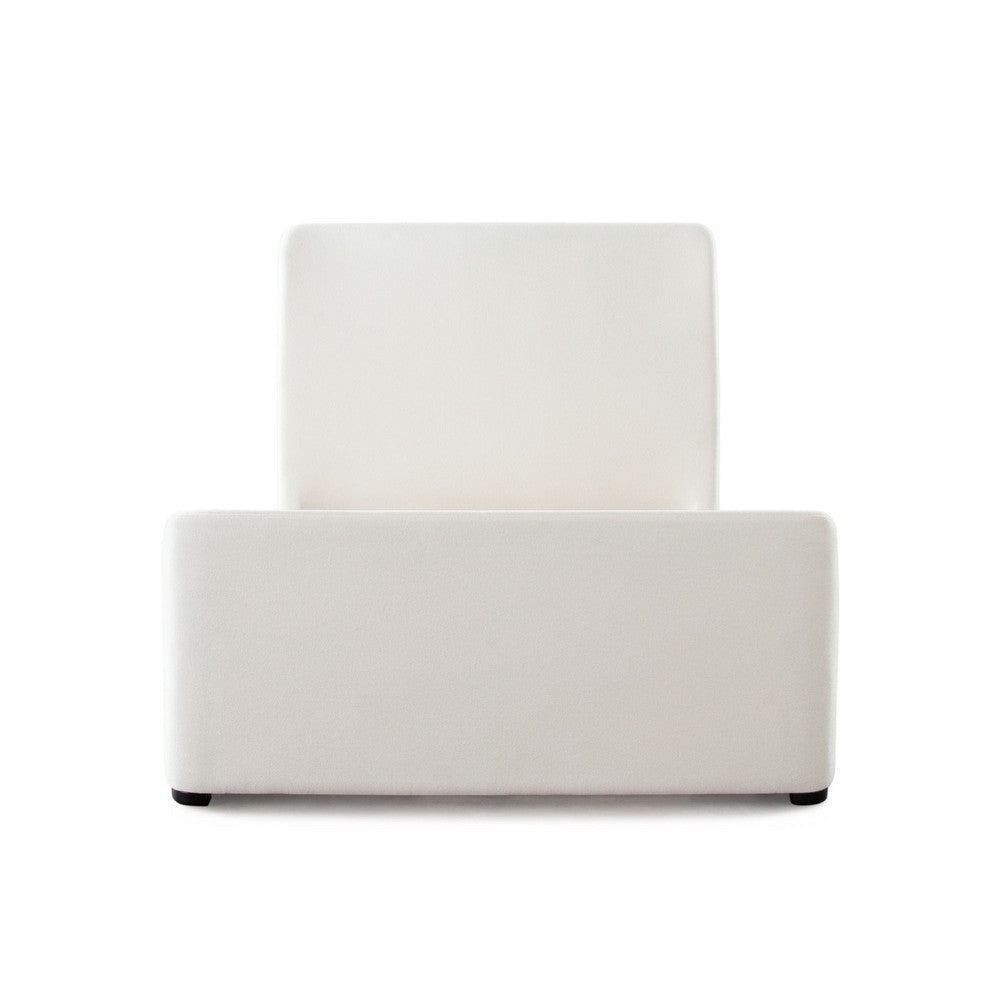 Zuo Contemporary Queen Size Bed | Contoured Tall White Padded Upholstery