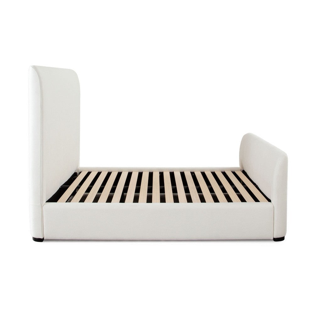 Zuo Contemporary Queen Size Bed | Contoured Tall White Padded Upholstery
