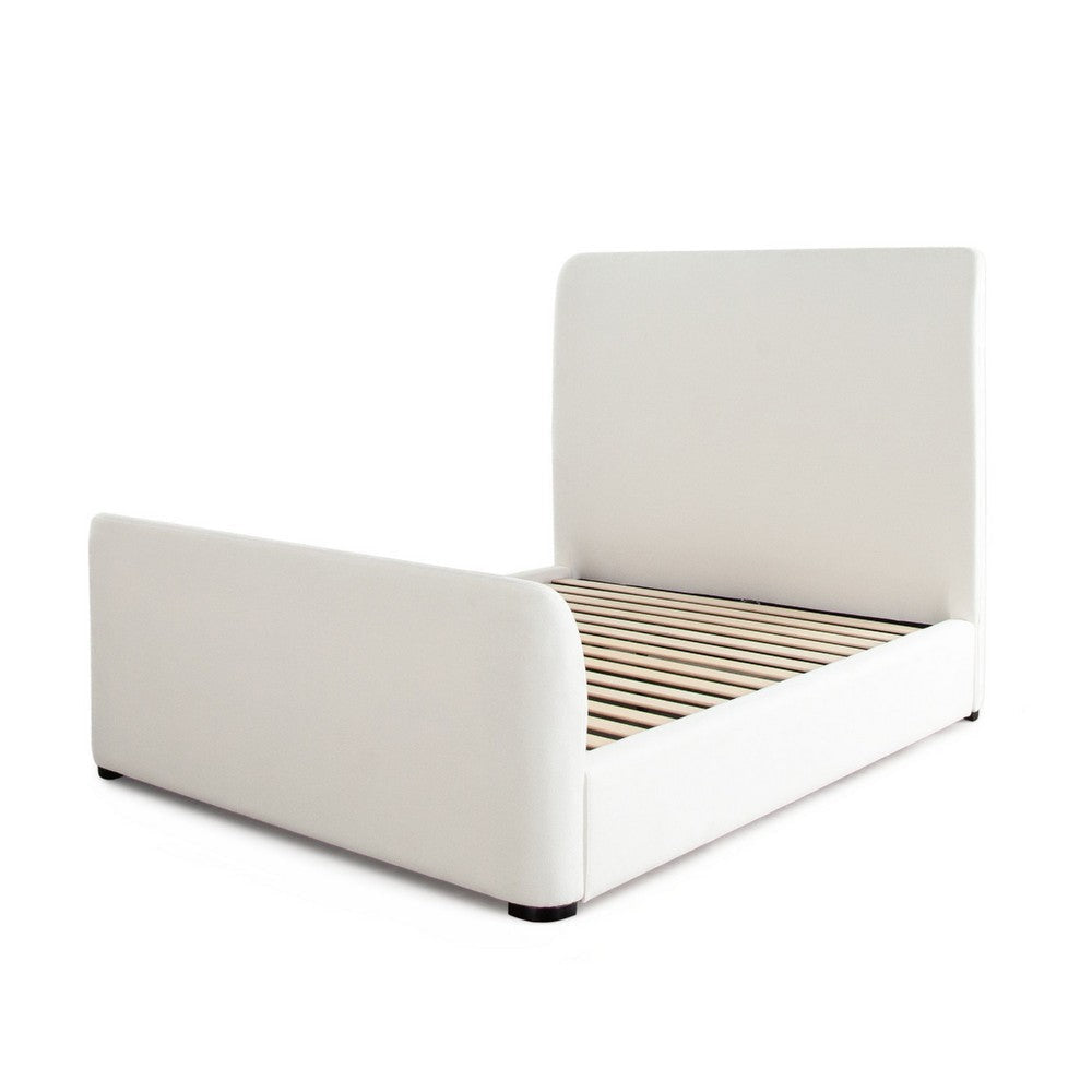 Zuo Contemporary Queen Size Bed | Contoured Tall White Padded Upholstery