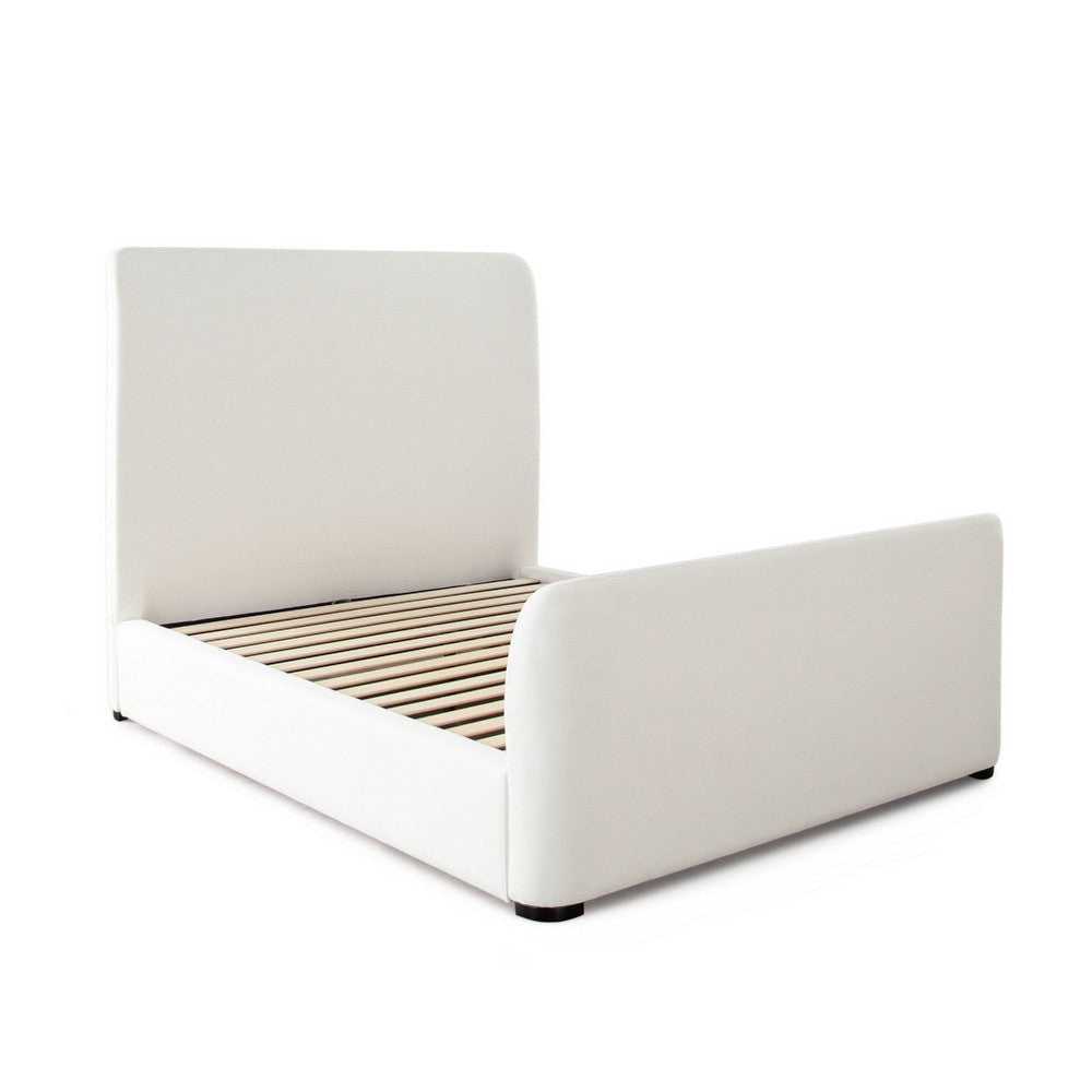 Zuo Contemporary King Size Bed | Contoured Tall White Padded Upholstery