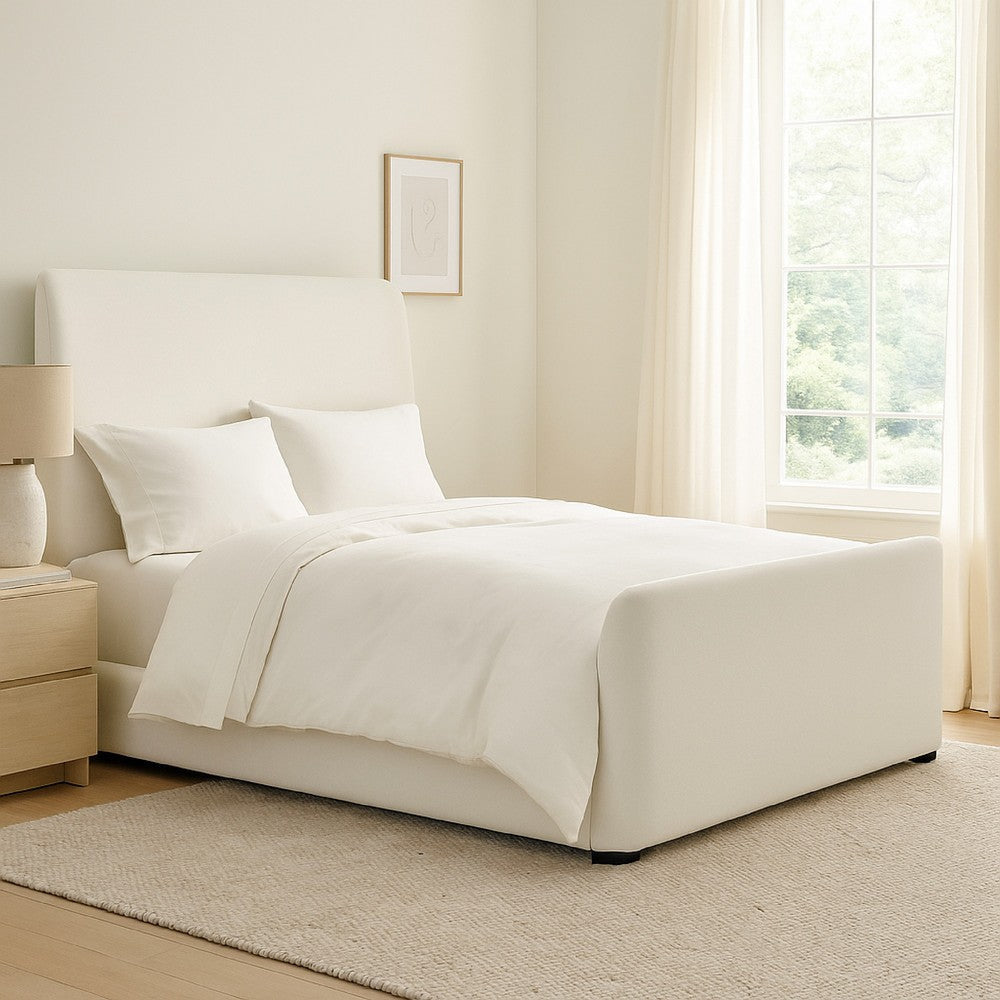 Zuo Contemporary King Size Bed | Contoured Tall White Padded Upholstery