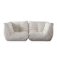 Ezee 2pc Modular Loveseat Sofa Set | Low Profile Floor Seating Cream Pleated Polyester BM338636