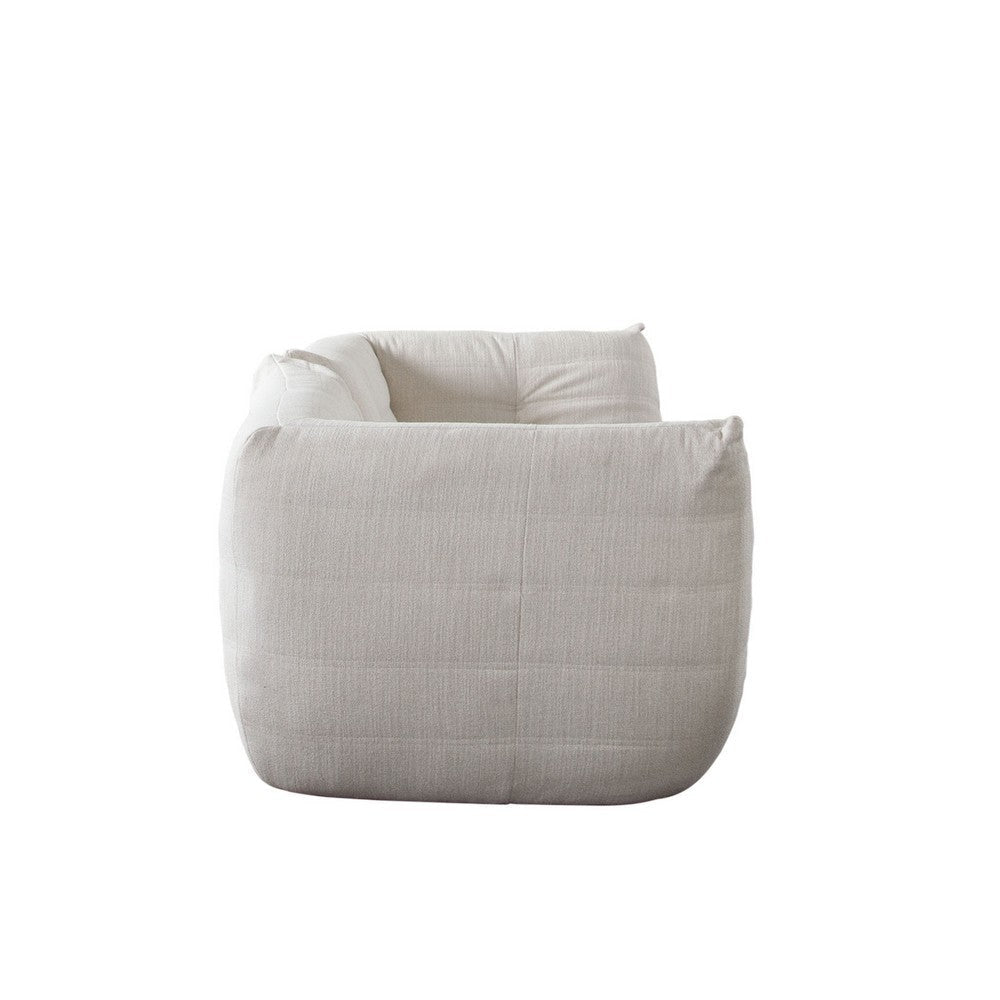 Ezee 2pc Modular Loveseat Sofa Set | Low Profile Floor Seating Cream Pleated Polyester BM338636