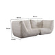 Ezee 2pc Modular Loveseat Sofa Set | Low Profile Floor Seating Cream Pleated Polyester BM338636