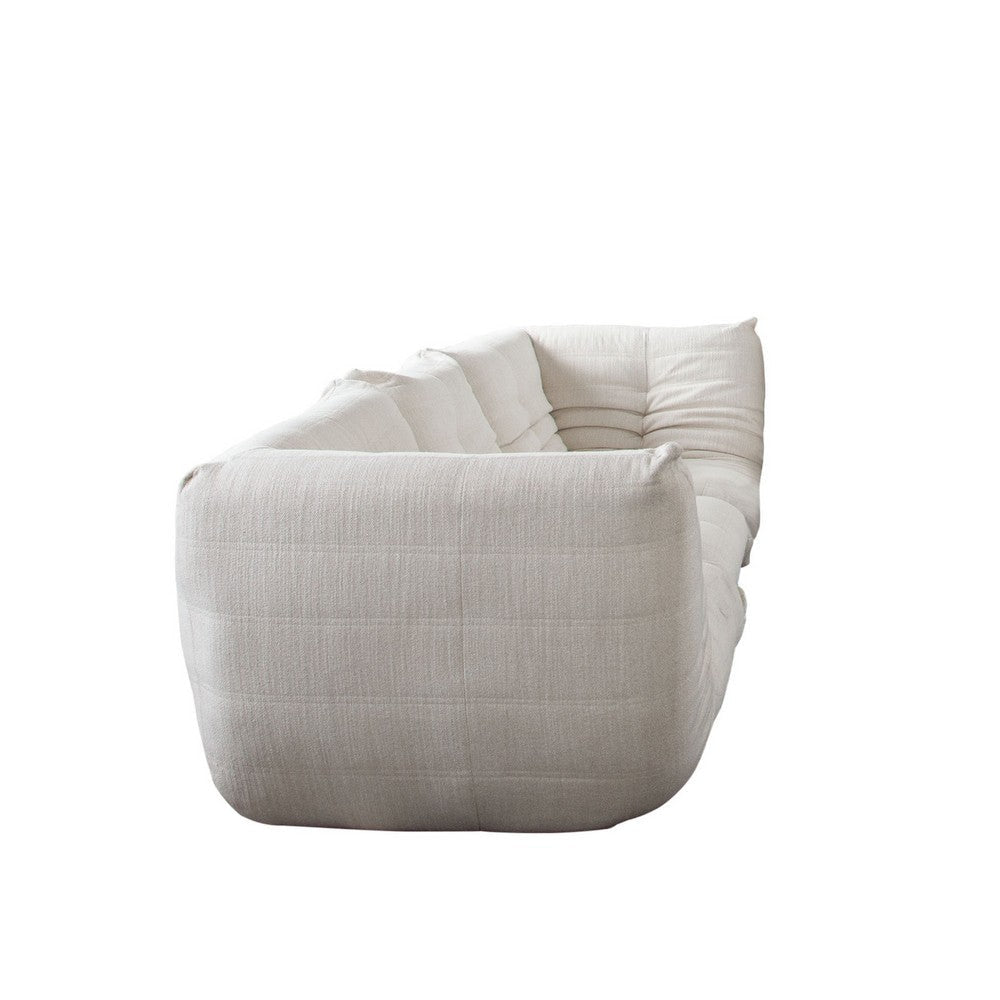 Ezee 3pc Modular Sofa Set | Low Profile Floor Seating Cream Pleated Polyester BM338637