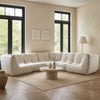 Ezee 5pc Modular L Shaped Sofa | Low Profile Floor Seating Cream Pleated Polyester