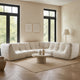 Ezee 5pc Modular L Shaped Sofa | Low Profile Floor Seating Cream Pleated Polyester