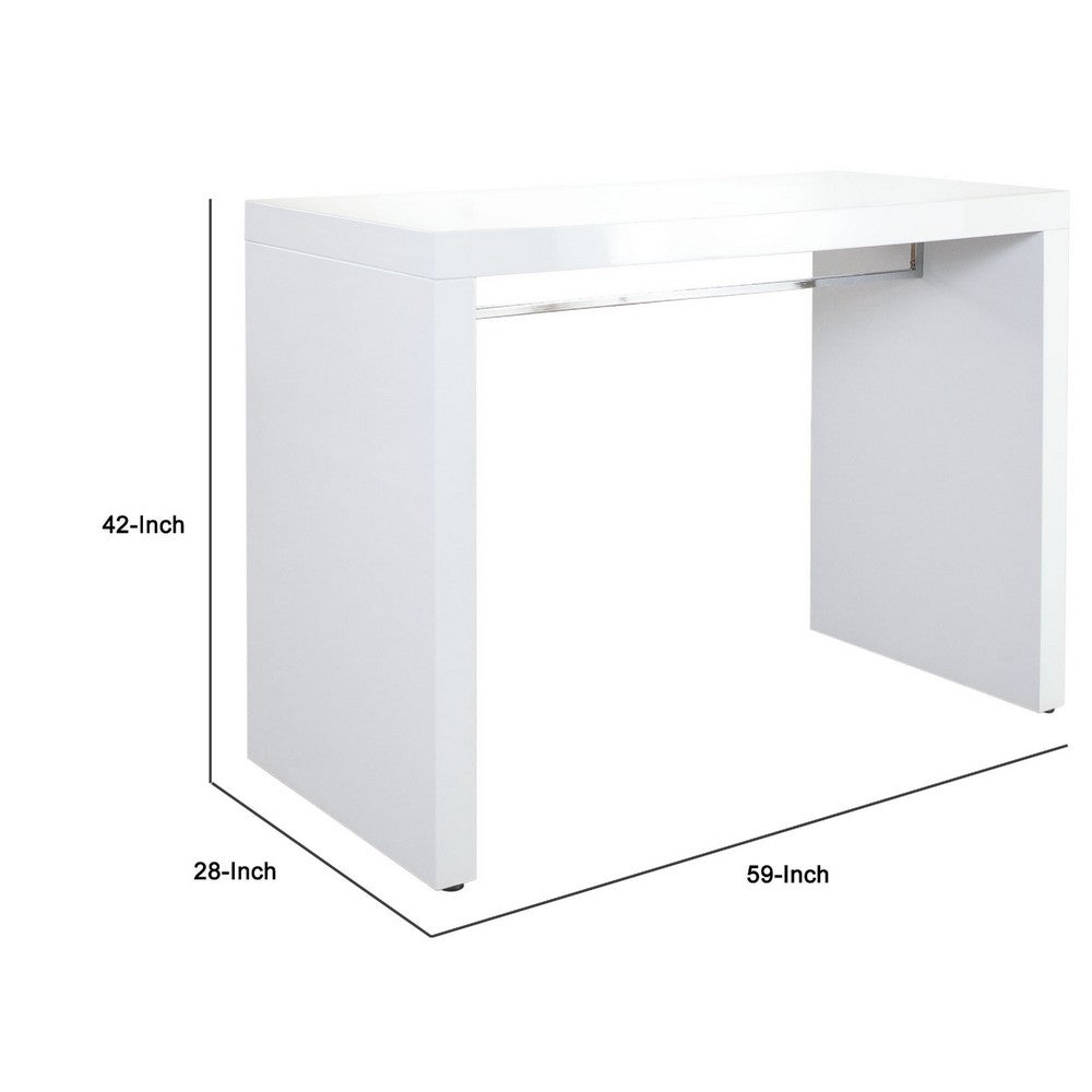 Bar Table | 42" Waterfall Edge Design | High Gloss White Lacquer
