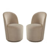 Accent Swivel Dining Chairs | Set of 2 | Camel Brown Velvet | Contoured Back BM338641